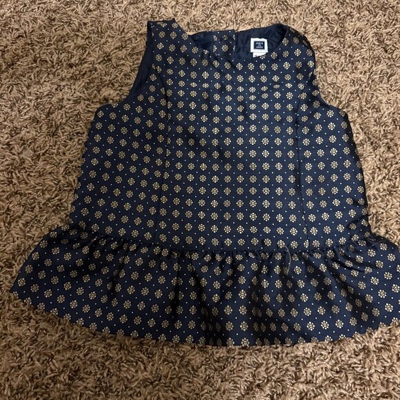 Janie and Jack Dark Blue and Gold Dress 18-24 Months Satin Sleeveless Geometric - Picture 1 of 3